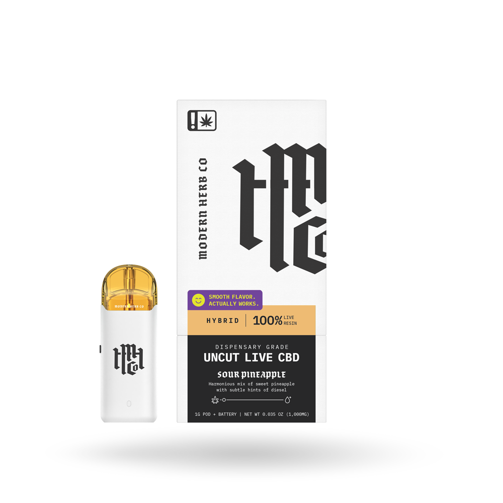 Live CBD Uncut Pod Starter Kit: Sour Pineapple (Hybrid) 1g by Modern Herb Co | Buddy Brandz