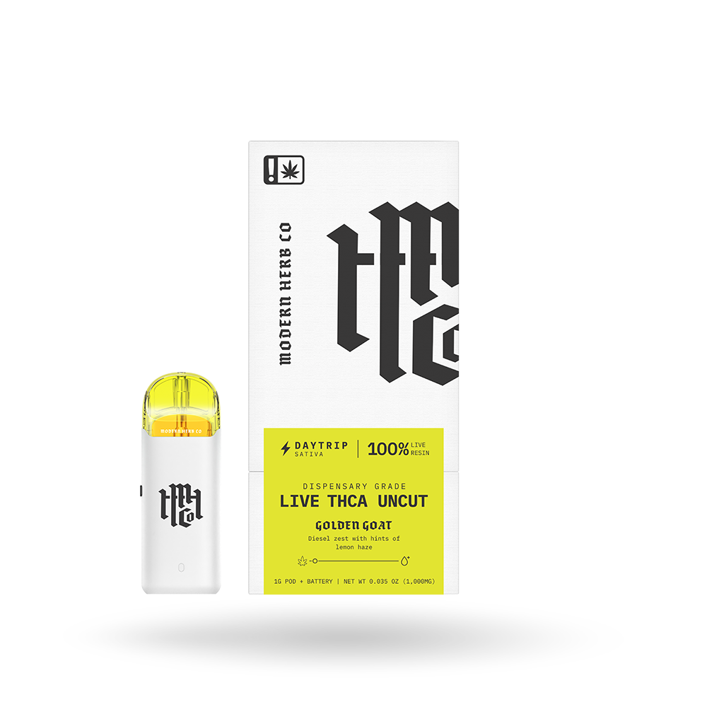 THCa Live Resin Uncut Pod Kit: Sativa, Golden Goat, 1g by Modern Herb Co | Buddy Brandz