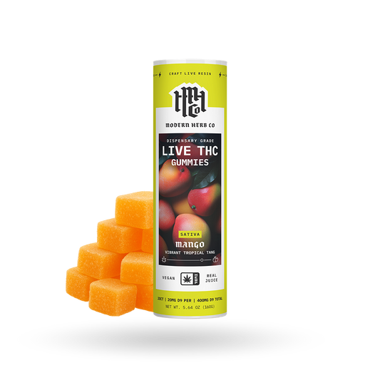 Live Resin D9 THC Gummies: Mango (Sativa), 20ct by Modern Herb Co | Buddy Brandz | Buddy Brandz