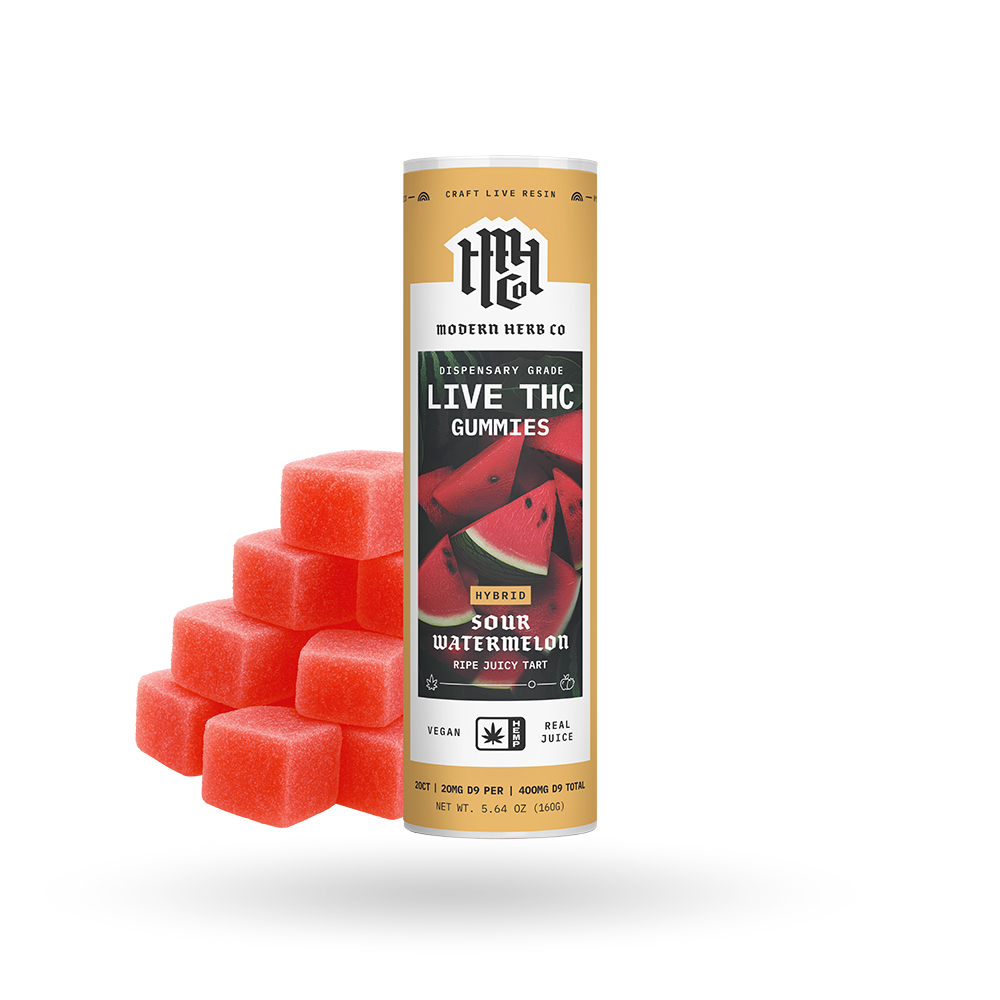 Live Resin D9 THC Gummies: Sour Watermelon (Hybrid), 20ct by Modern Herb Co | Buddy Brandz