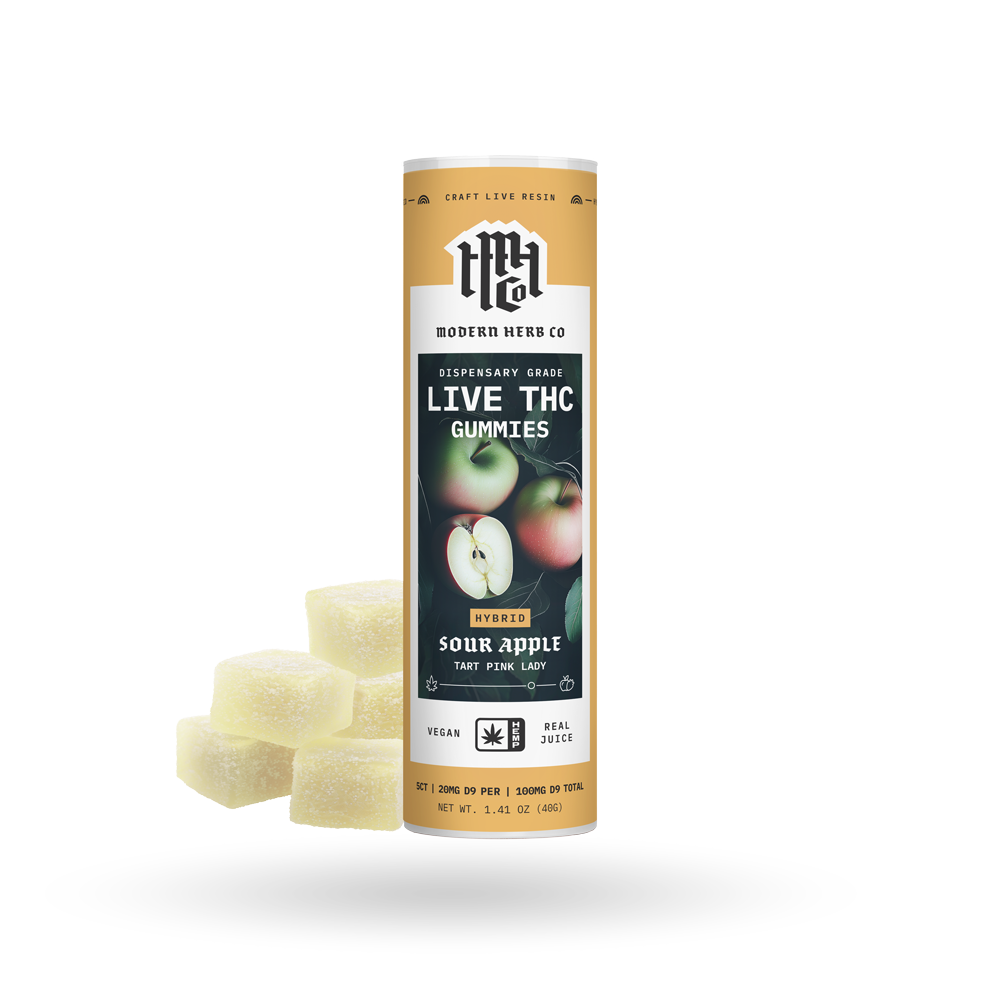 Live Resin D9 THC Gummies: Sour Apple (Hybrid), 5ct by Modern Herb Co | Buddy Brandz