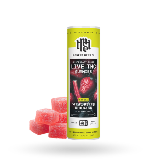 Live Resin D9 THC Gummies: Strawberry Rhubarb (Sativa), 5ct by Modern Herb Co | Buddy Brandz | Buddy Brandz
