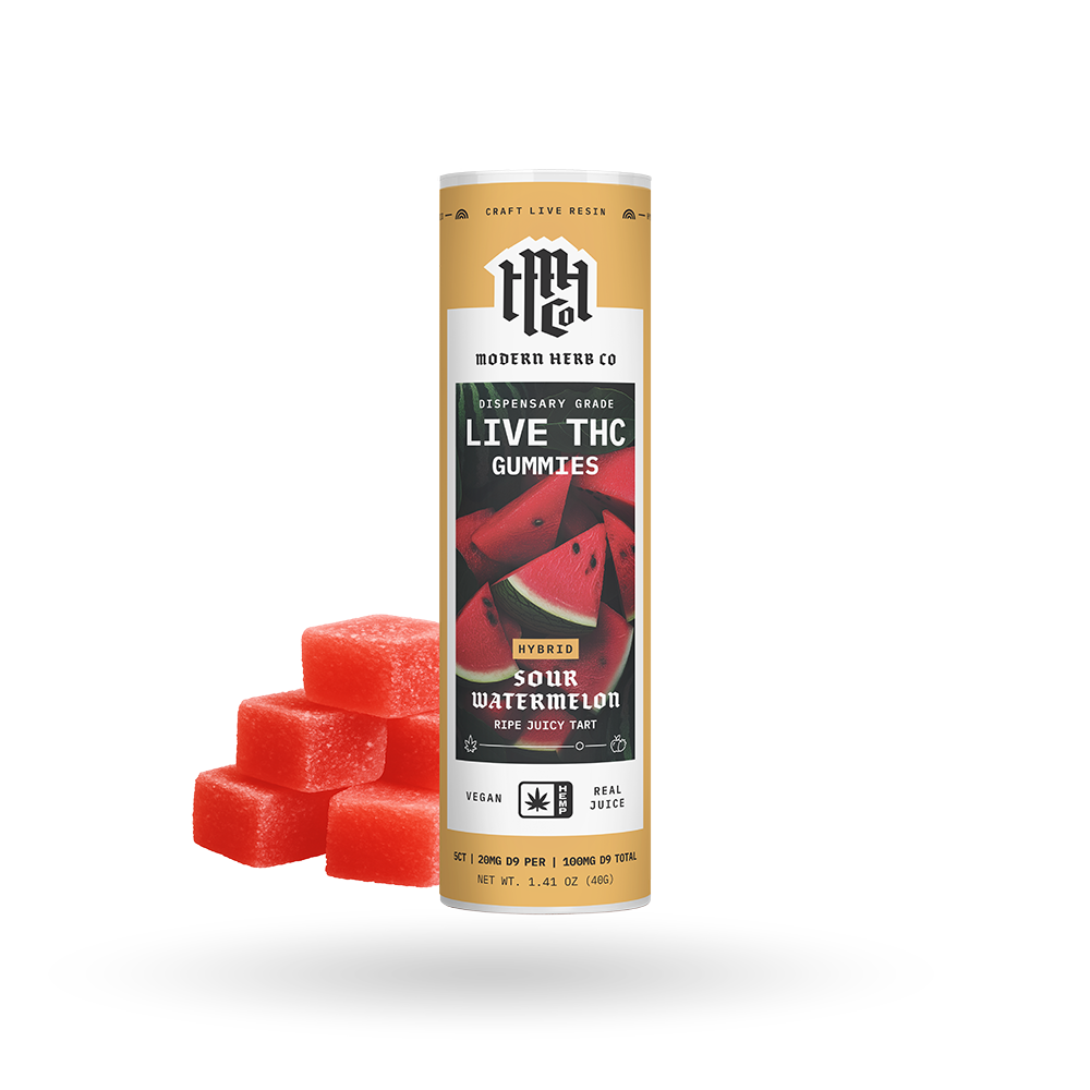 Live Resin D9 THC Gummies: Sour Watermelon (Hybrid), 5ct by Modern Herb Co | Buddy Brandz
