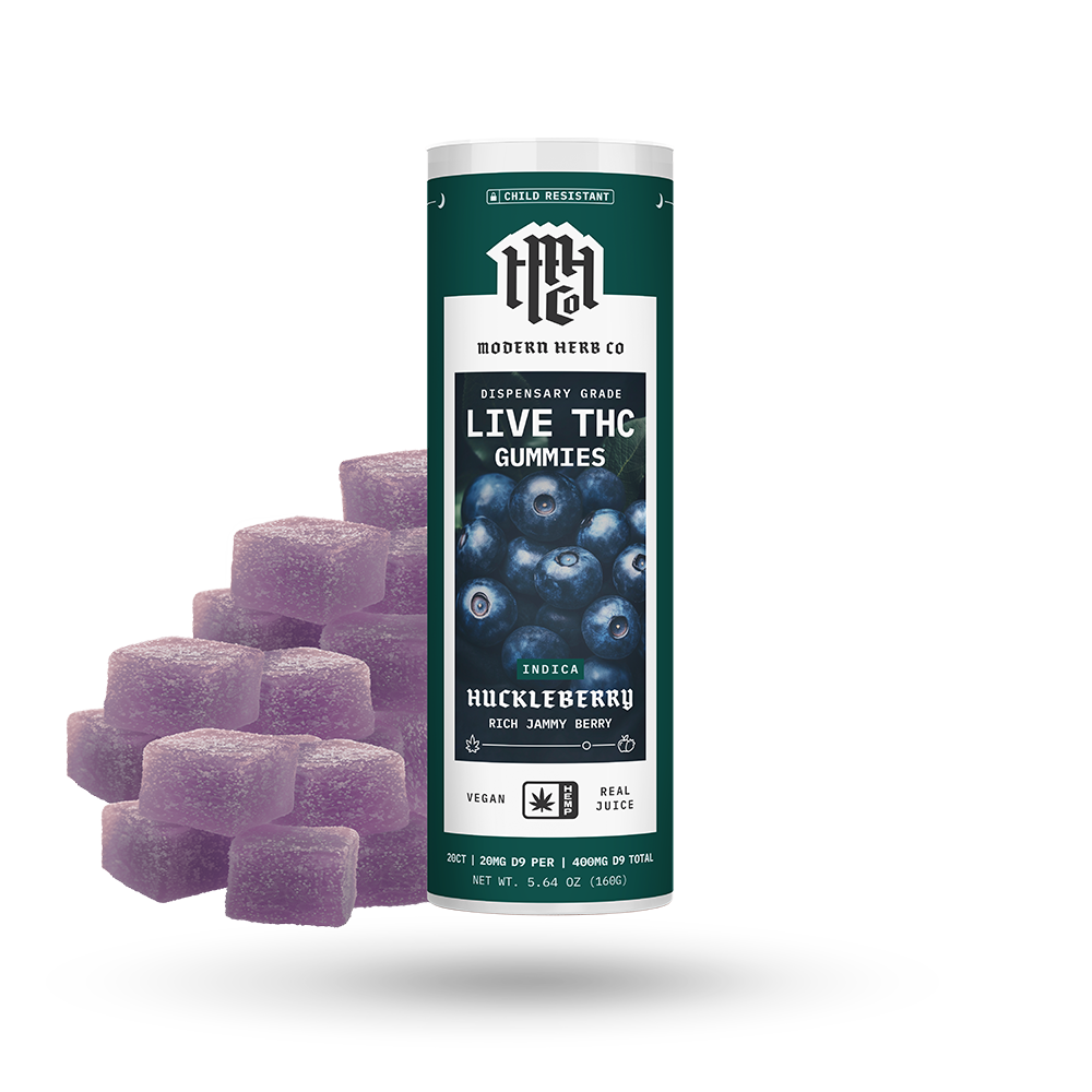Live Resin D9 THC Gummies: Huckleberry (Indica) - 20ct by Modern Herb Co | Buddy Brandz