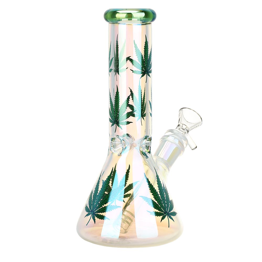 Realistic Hemp Leaf Beaker Glass Water Pipe by Smoke Drop - view 2 | Buddy Brandz