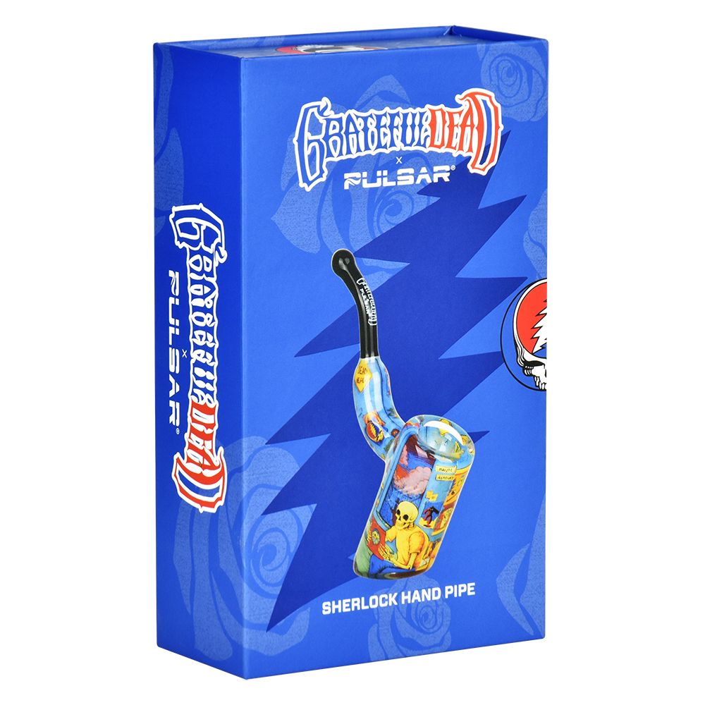 Grateful Dead x Pulsar Inside Print Bent Sherlock Pipe | 4" by Smoke Drop - view 12 | Buddy Brandz