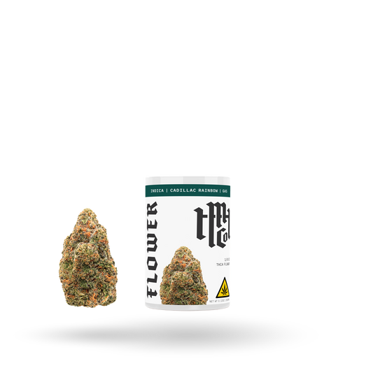 THCa Flower: Cadillac Rainbow (Indica), 1/8oz | Buddy Brandz