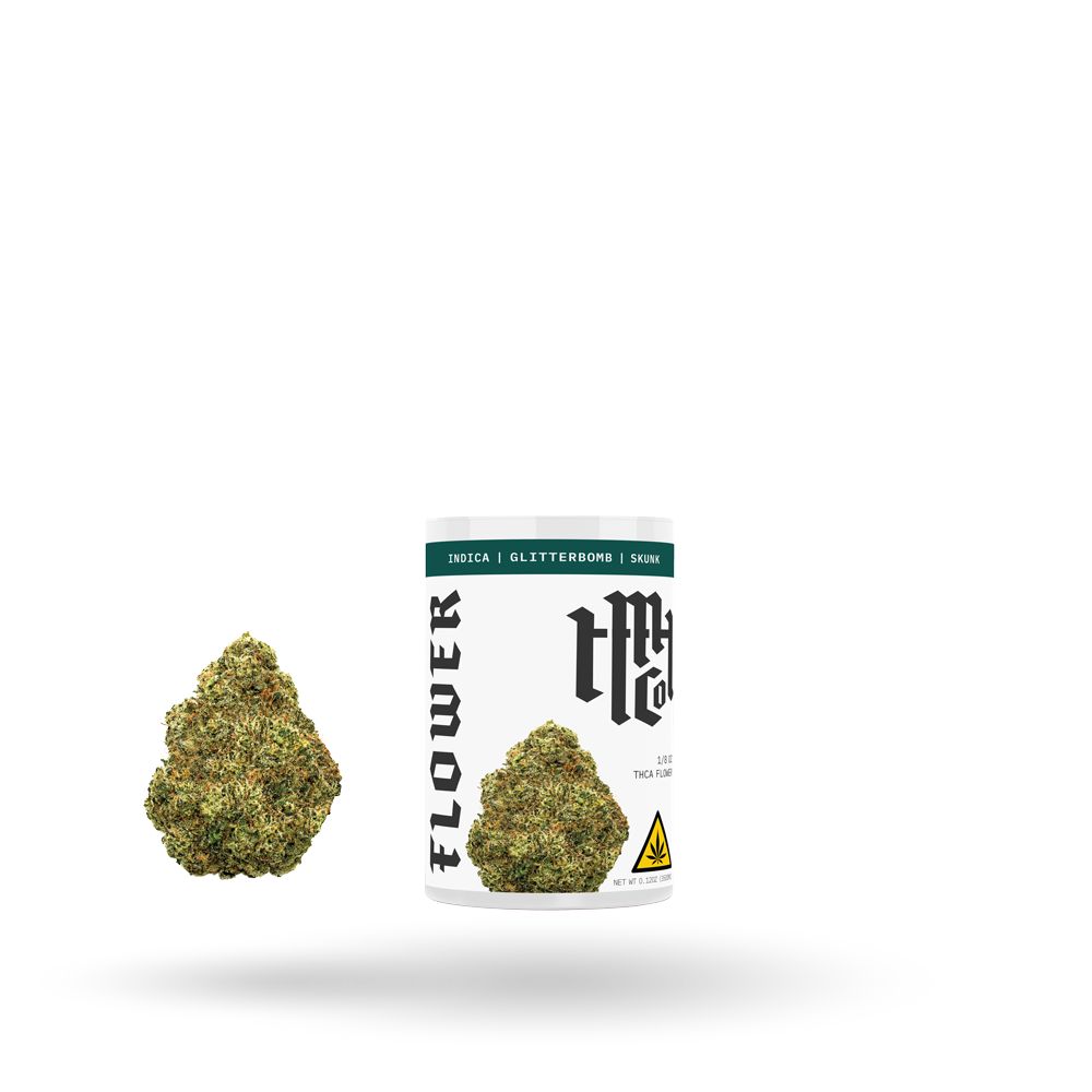 THCa Flower: Glitterbomb (Indica), 1/8oz