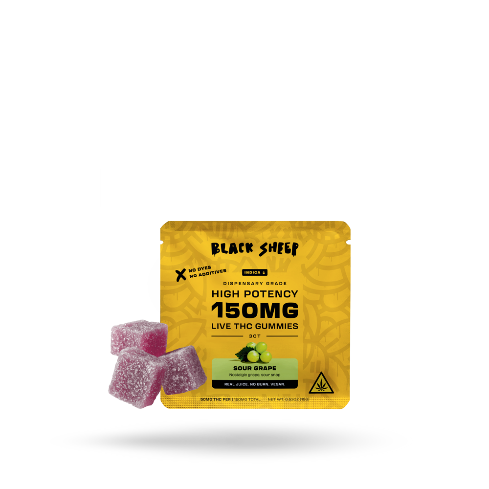 Live THCa Gummy: Sour Grape (Indica), 3ct