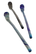 Load image into Gallery viewer, Silver Fumed Spiral Striped Glass Sherlock Pipe “Moon Twister” – 11.5″ – Assorted

