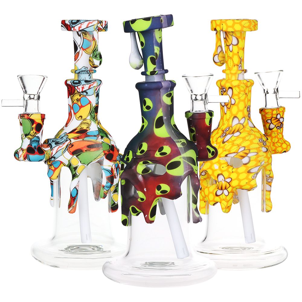 Masked Silicone & Glass Water Pipe - 7.5" by Smoke Drop | Buddy Brandz