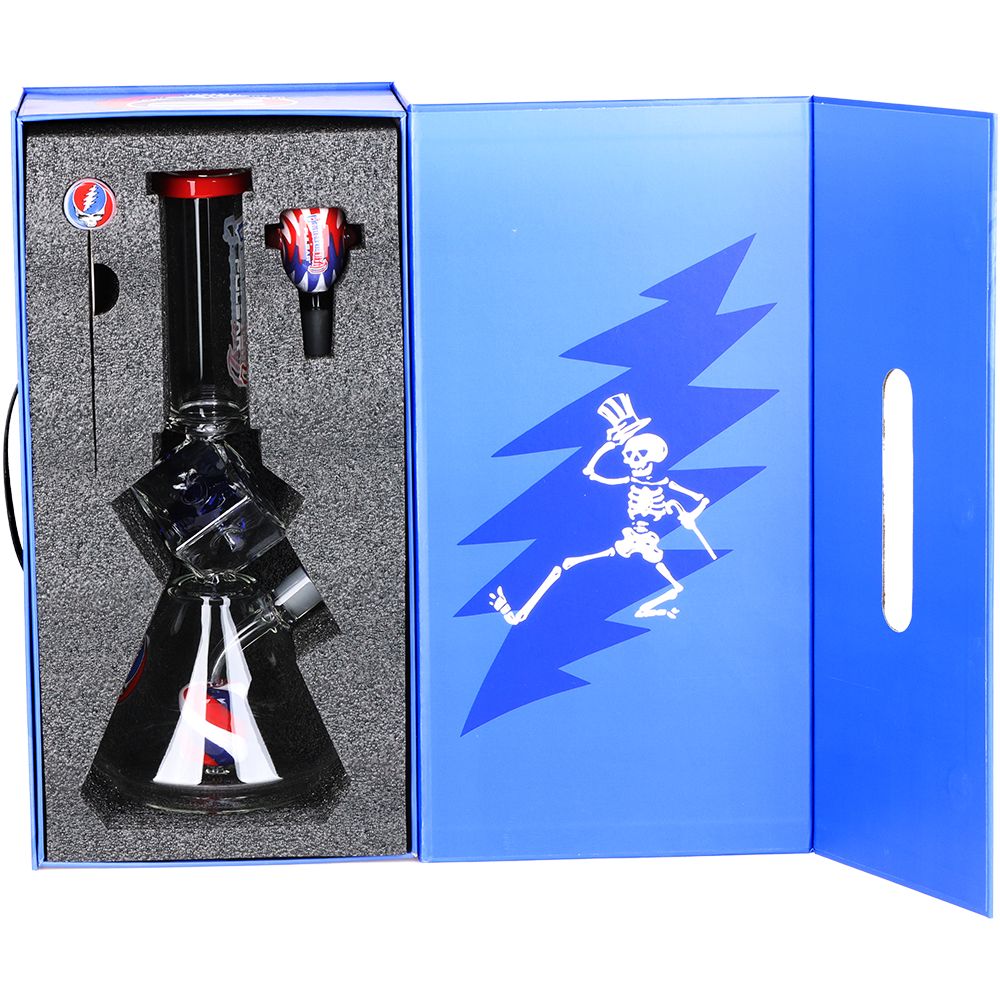 Grateful Dead x Pulsar Inception Cube Beaker Glass Water Pipe - 12.75" / 14mm F by Smoke Drop - view 3 | Buddy Brandz