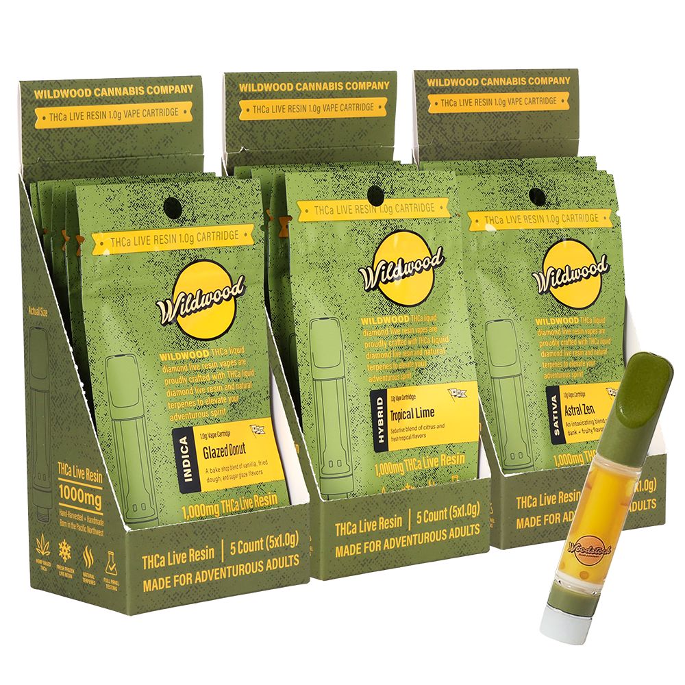 Wildwood Dispensary Grade Live Resin THCA Cartridge | 1g | 5ct Display by Smoke Drop | Buddy Brandz