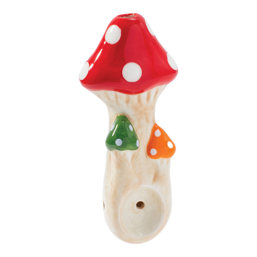Wacky Bowlz Tri Mushroom Ceramic Pipe - 4" by Smoke Drop | Buddy Brandz