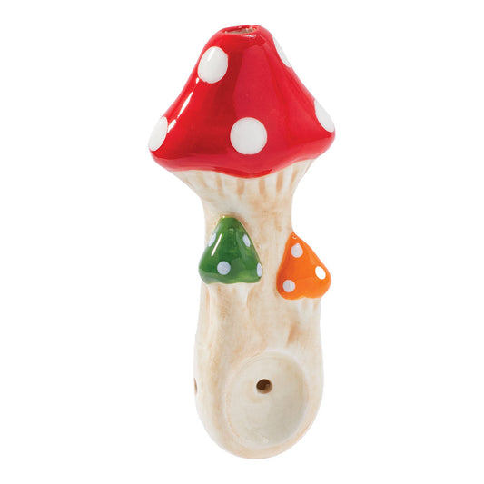 Wacky Bowlz Tri Mushroom Ceramic Pipe - 4" by Smoke Drop | Buddy Brandz | Buddy Brandz