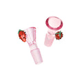 Load image into Gallery viewer, Pulsar Fruit Series Strawberry Cough Herb Pipe Glow Duo - 10" / 14mm F by Smoke Drop - view 5 | Buddy Brandz
