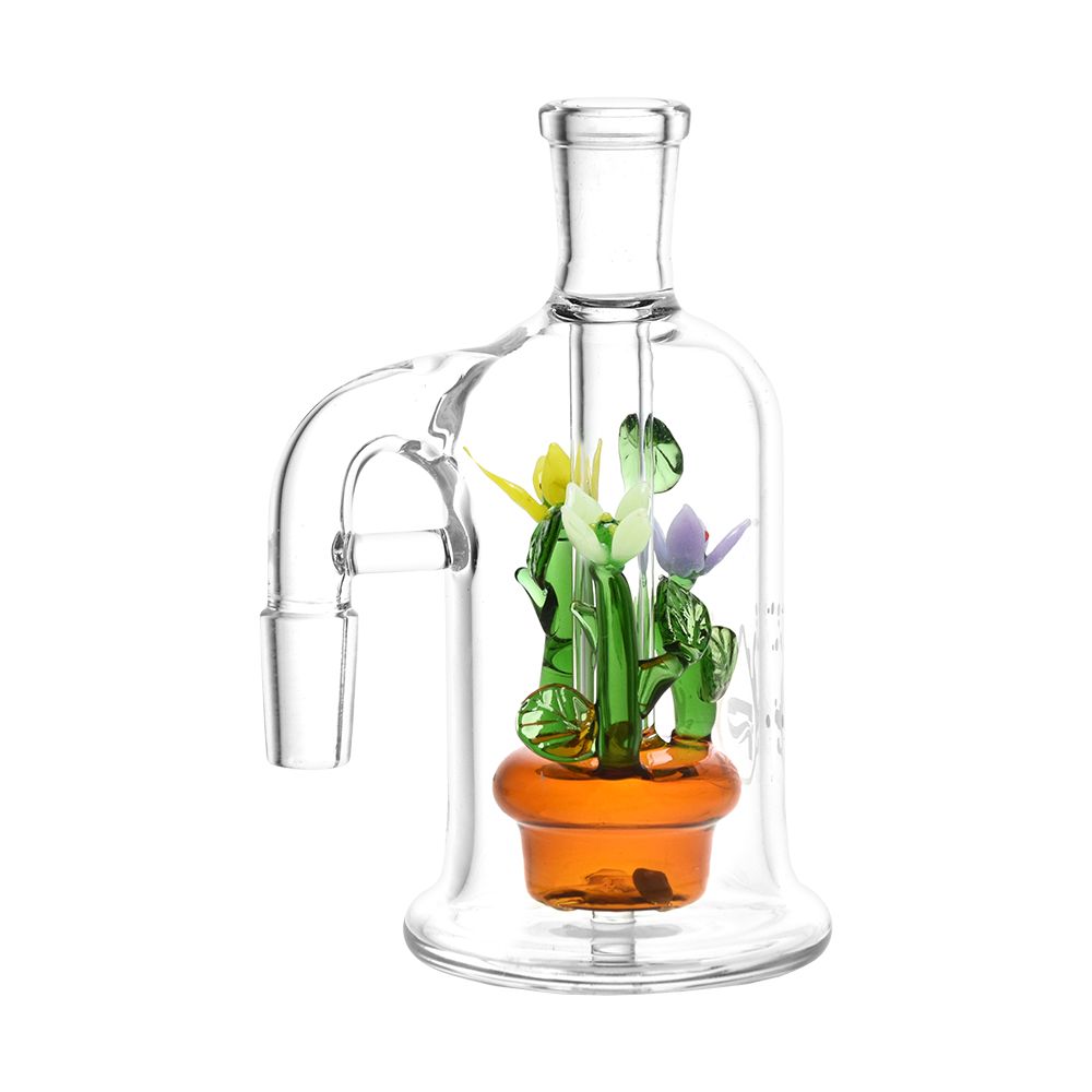 Pulsar Wild Flowers Glass Ash Catcher - 5" / 14mm / 90D by Smoke Drop - view 2 | Buddy Brandz