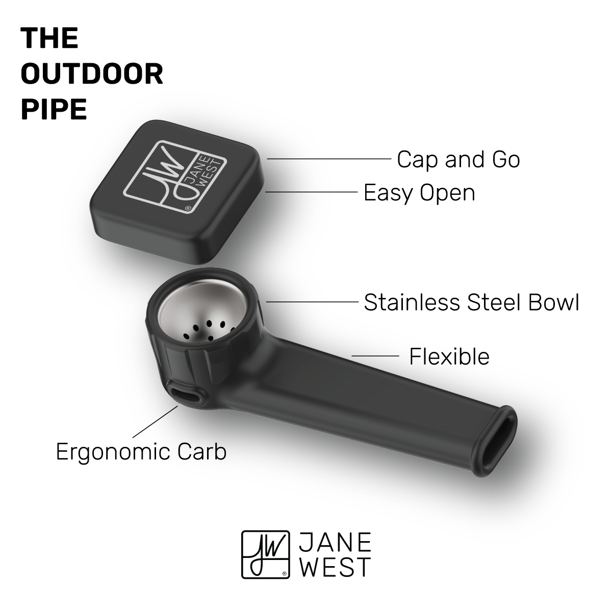 Jane West Outdoor Silicone Pipe by Smoke Drop - view 3 | Buddy Brandz