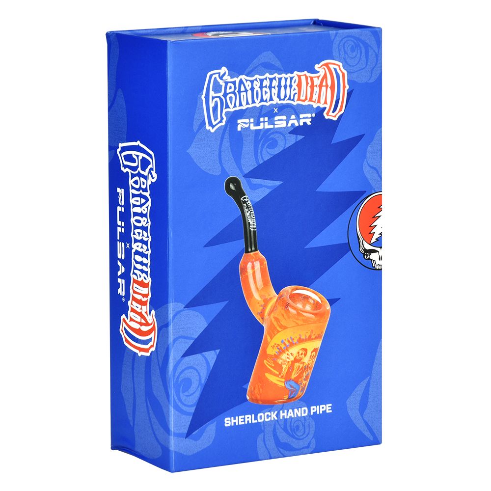 Grateful Dead x Pulsar Inside Print Bent Sherlock Pipe | 4" by Smoke Drop - view 18 | Buddy Brandz