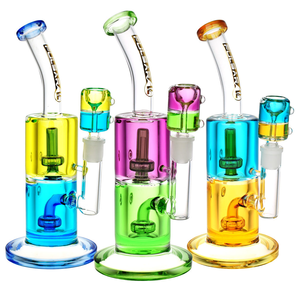 Pulsar Bicolor Glycerin Chugger Water Pipe | 9.75" | 14mm F by Smoke Drop | Buddy Brandz