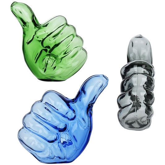 Thumbs Up Glass Hand Pipe (3 pack) by Smoke Drop | Buddy Brandz | Buddy Brandz