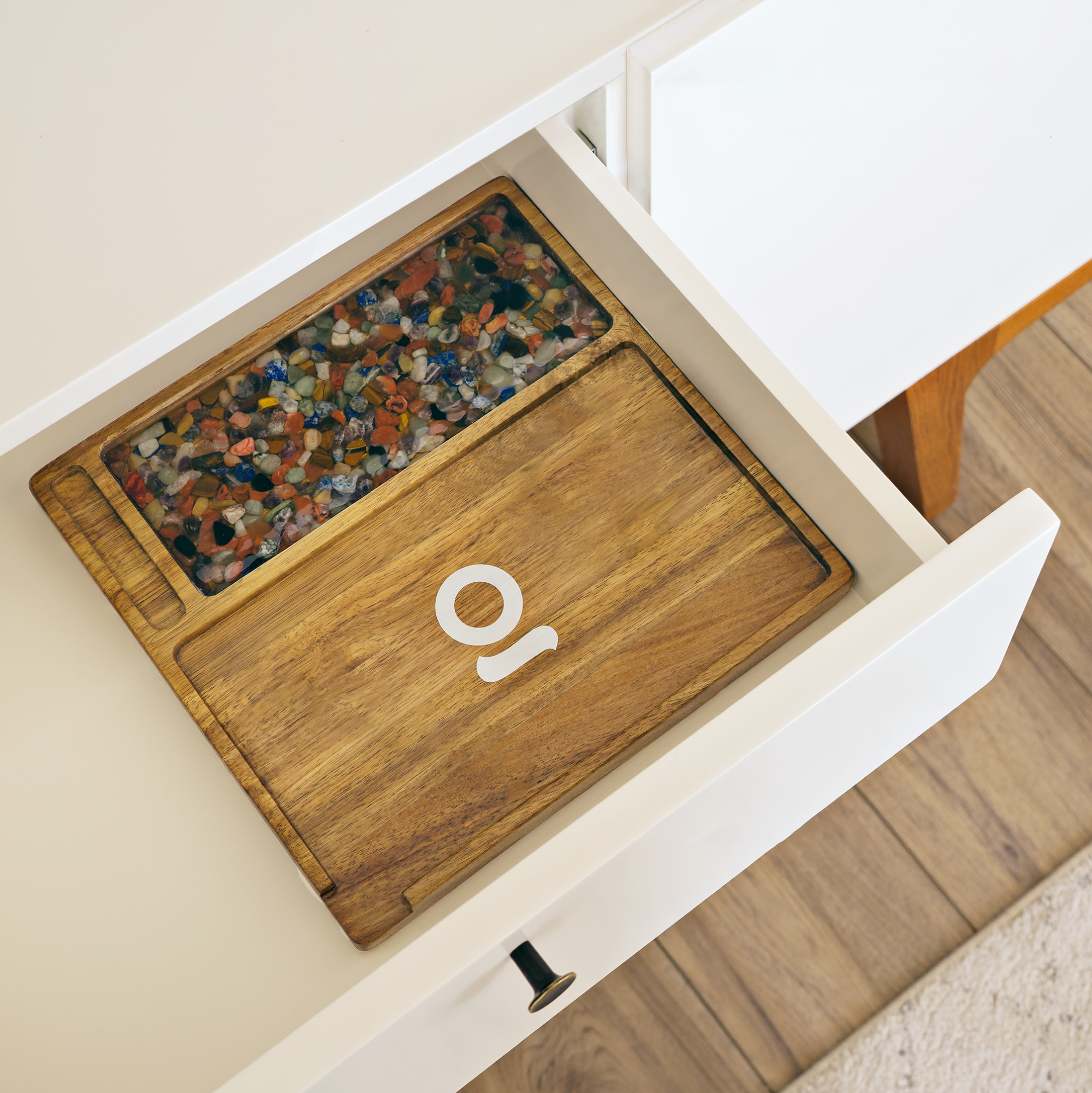 Ongrok Premium Natural Acacia Wood Tray | 9.5" x 9.5" by Smoke Drop - view 4 | Buddy Brandz