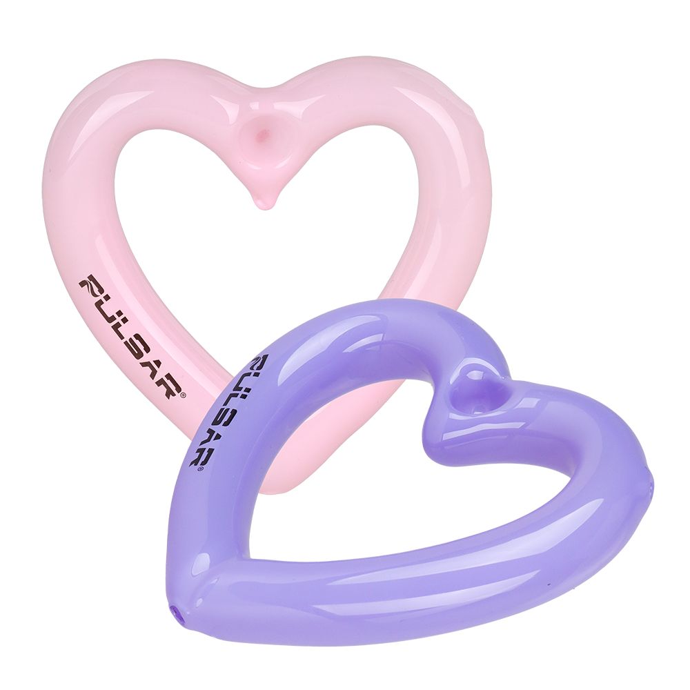2PC SET - Pulsar Balloon Heart Glass Hand Pipe - 4.5" / Assorted Colors by Smoke Drop | Buddy Brandz
