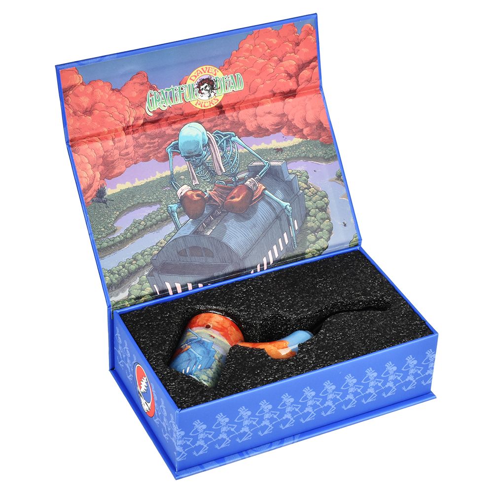 Grateful Dead x Pulsar Inside Print Bent Sherlock Pipe | 4" by Smoke Drop - view 7 | Buddy Brandz