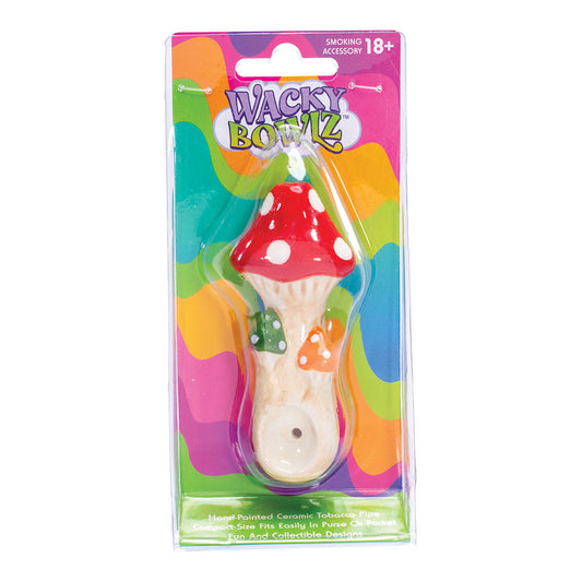 Wacky Bowlz Tri Mushroom Ceramic Pipe - 4" by Smoke Drop - view 2 | Buddy Brandz - alternate view | Buddy Brandz