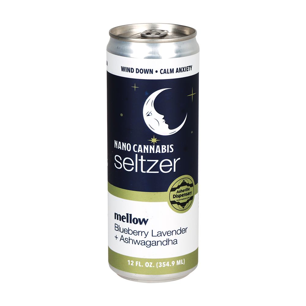 24CT CASE - Asheville Dispensary Nano Cannabis D9 Mellow Seltzer - 12oz / 30mg / Blueberry Lavender / Ashwagandha
