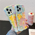 Load image into Gallery viewer, Ottwn Wave Dage Oil Painting Flower Pattern Phone Case For iPhone 15 Pro Max 14 13 12 11 Pro Soft Shockproof Back Bumper Covers by Buddy Brandz - view 4 | Buddy Brandz
