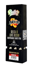 Cargar la imagen en la vista de la galería, Butter OG Delta 8 Live Resin Disposable Vape 2G - Peach OG (Indica) by Smoke Drop - view 2 | Buddy Brandz
