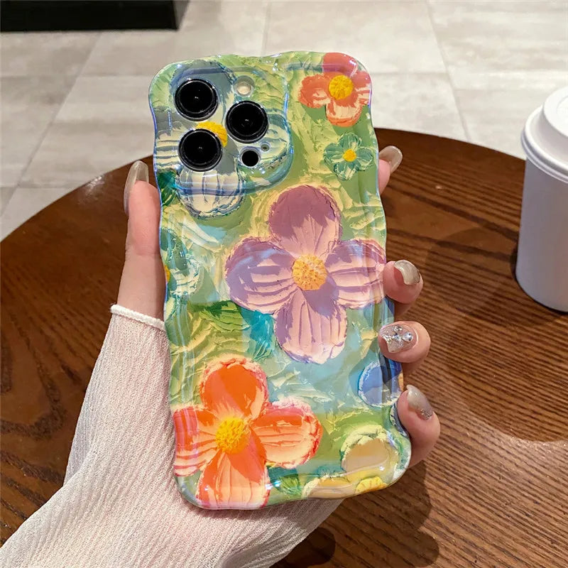 Luxury Laser Pink Glitter 3D Painting Flowers Phone Case For Iphone 11 12 13 14 15 ProMAX Shockproof Bumper IMD Soft Back Cover by Buddy Brandz - view 68 | Buddy Brandz
