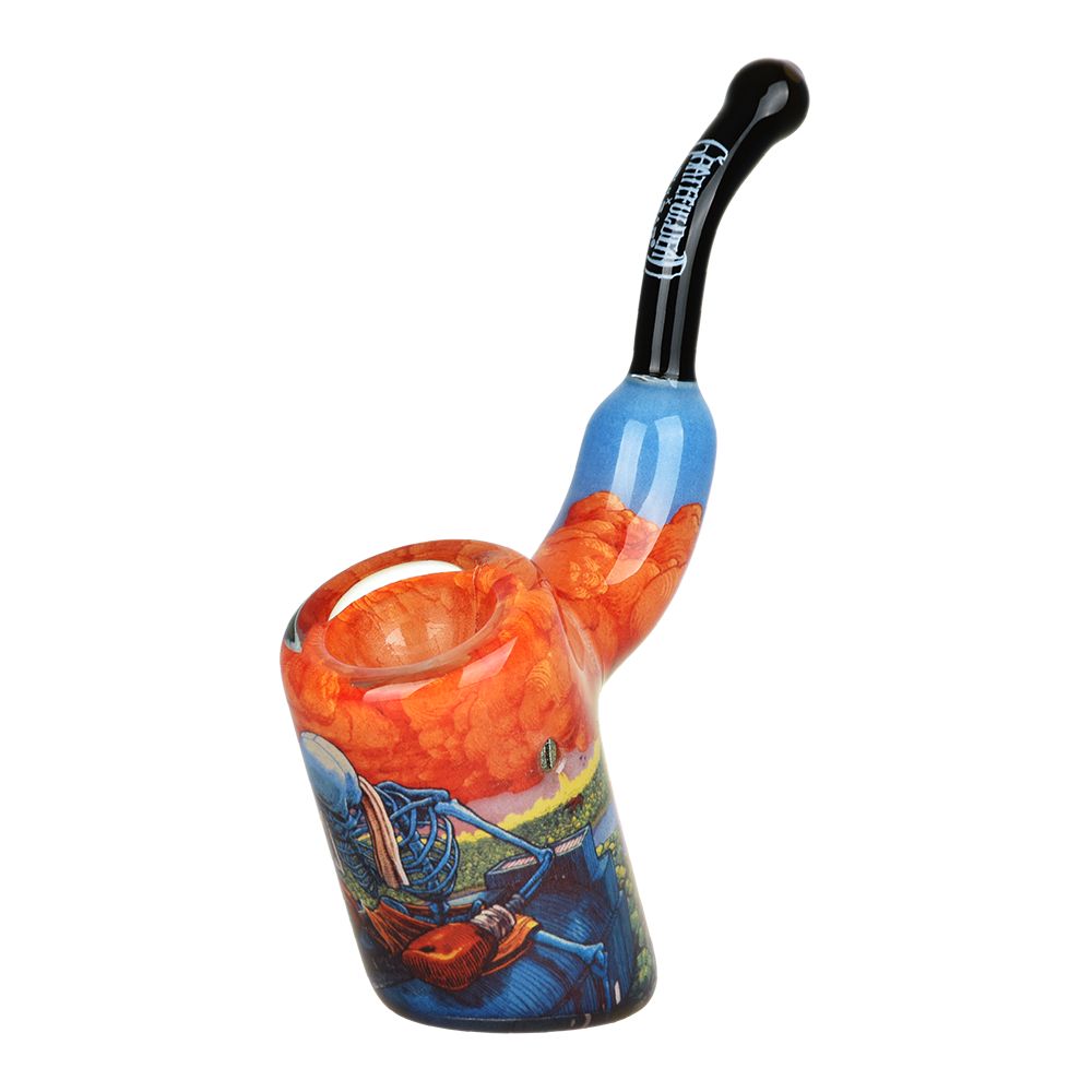 Grateful Dead x Pulsar Inside Print Bent Sherlock Pipe | 4" by Smoke Drop - view 4 | Buddy Brandz