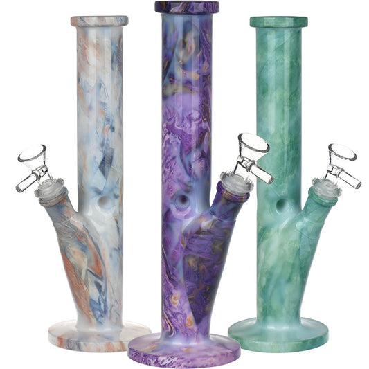 Marbled Straight Tube Glass Water Pipe - 10.75" / 14mm F / Colors Vary by Smoke Drop | Buddy Brandz | Buddy Brandz