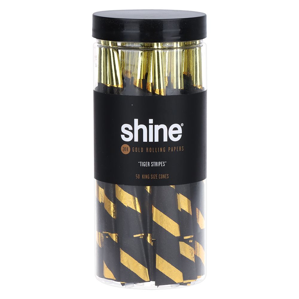 Shine 24K Gold Pre-Rolled Cones | King Size | 50pc Jar by Smoke Drop | Buddy Brandz