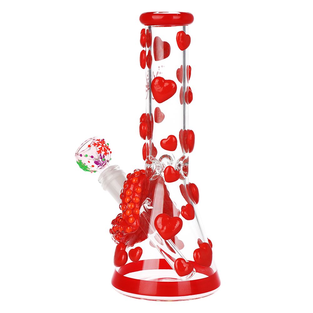Pulsar Kiss My Lips Glow In Dark Beaker Glass Water Pipe - 9.75" / 14mm F by Smoke Drop - view 3 | Buddy Brandz