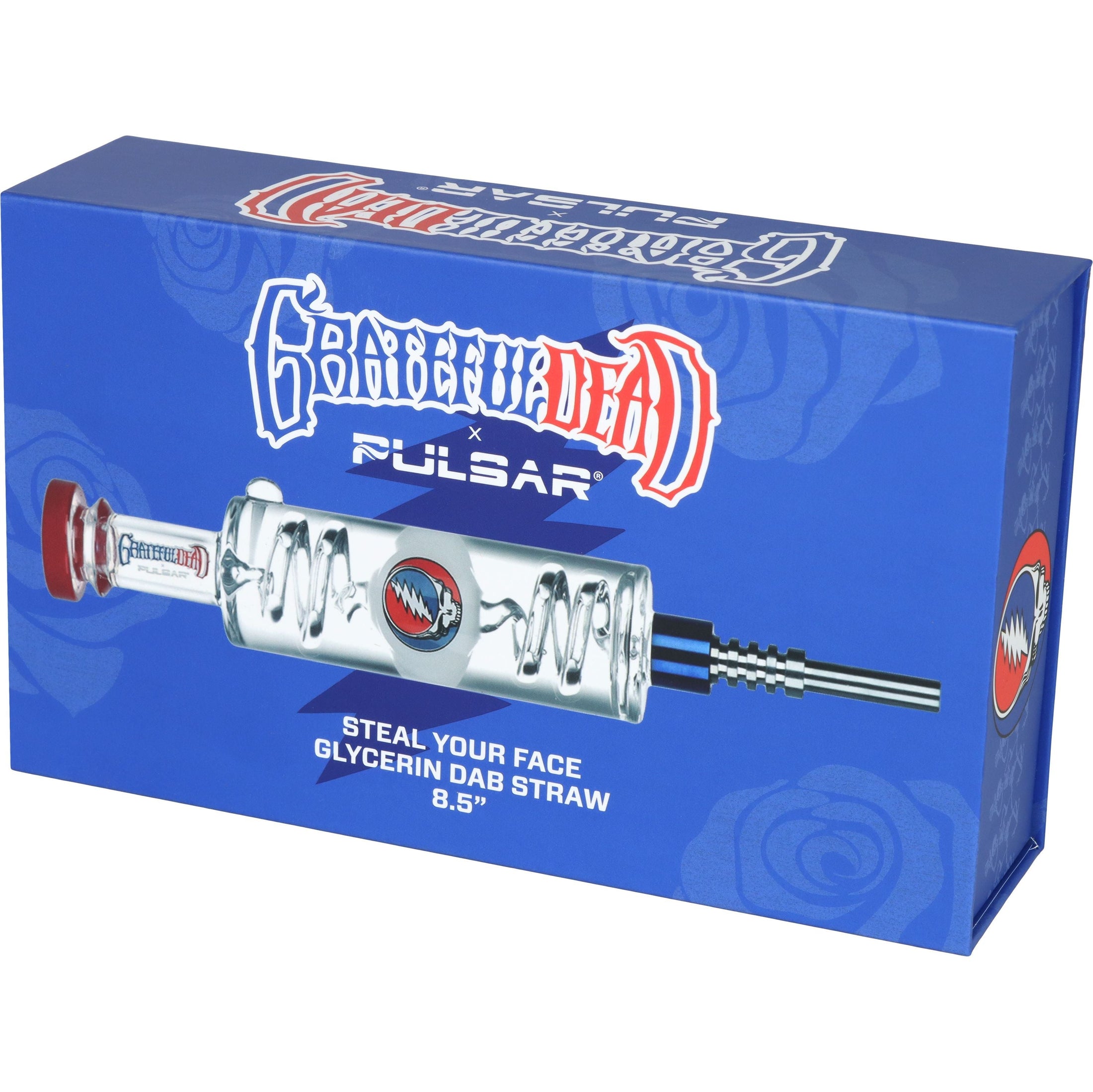 Grateful Dead x Pulsar Steal Your Face Glycerin Glass Dab Straw - 8.5" by Smoke Drop - view 5 | Buddy Brandz