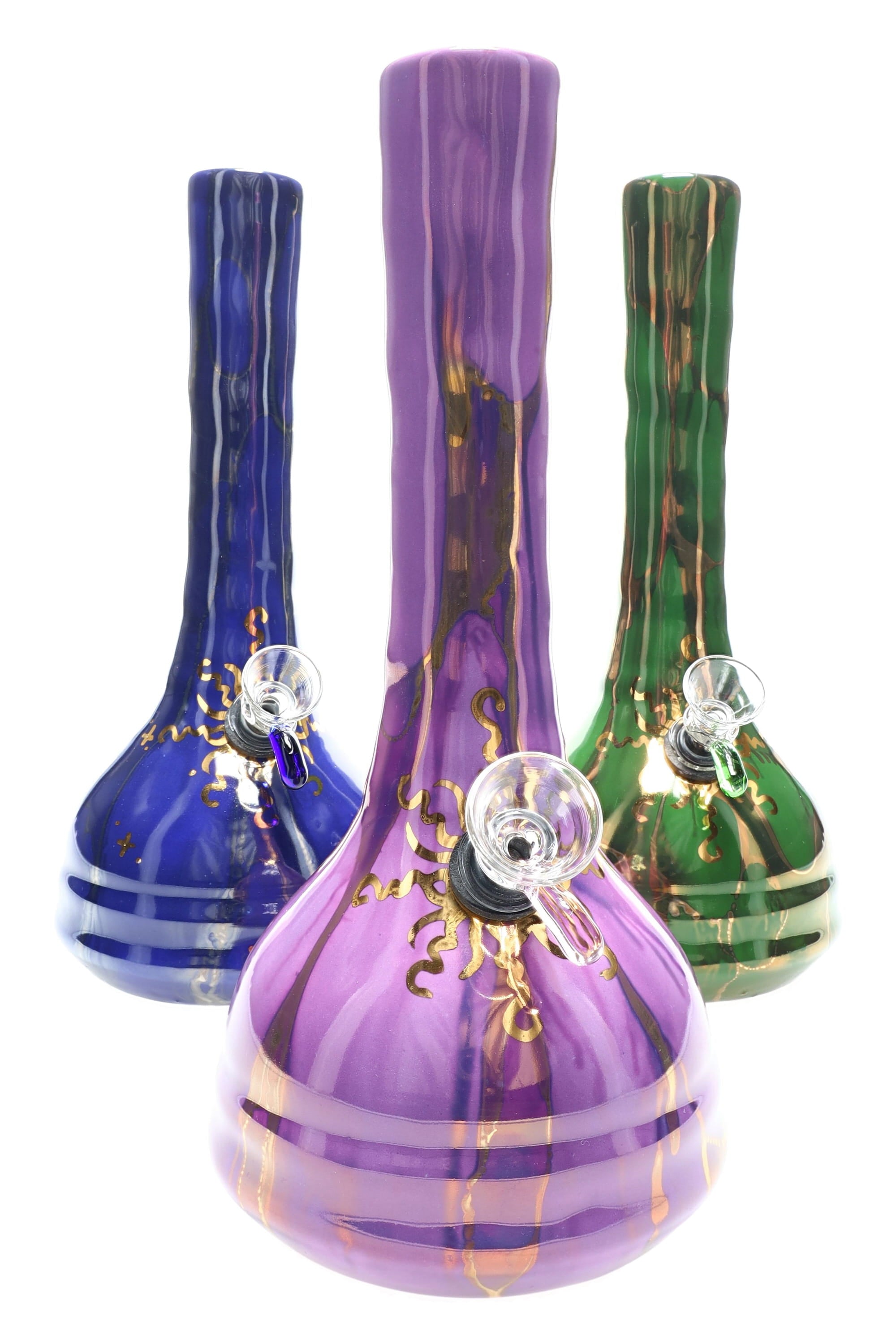 Ancient Creations Gold Sunburst Ceramic Beaker Bong - Made in USA by Smoke Drop | Buddy Brandz