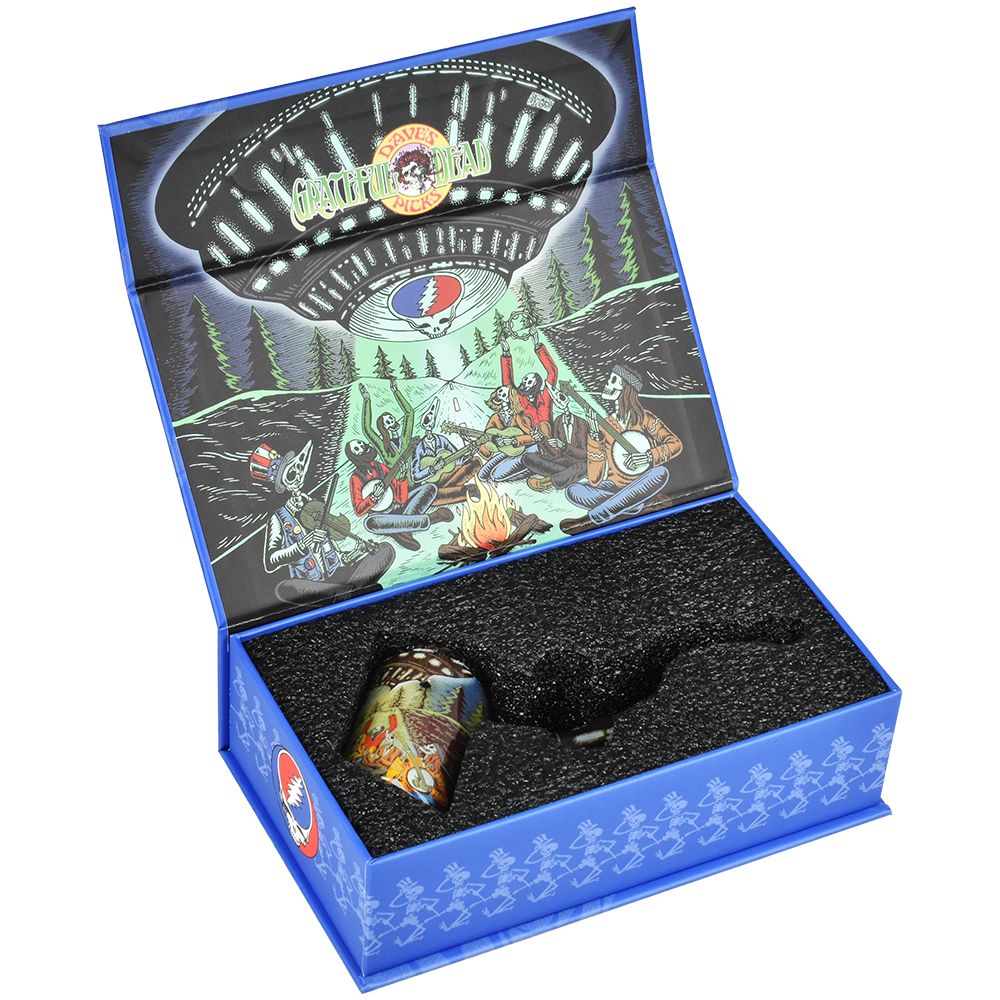 Grateful Dead x Pulsar Inside Print Bent Sherlock Pipe | 4" by Smoke Drop - view 25 | Buddy Brandz