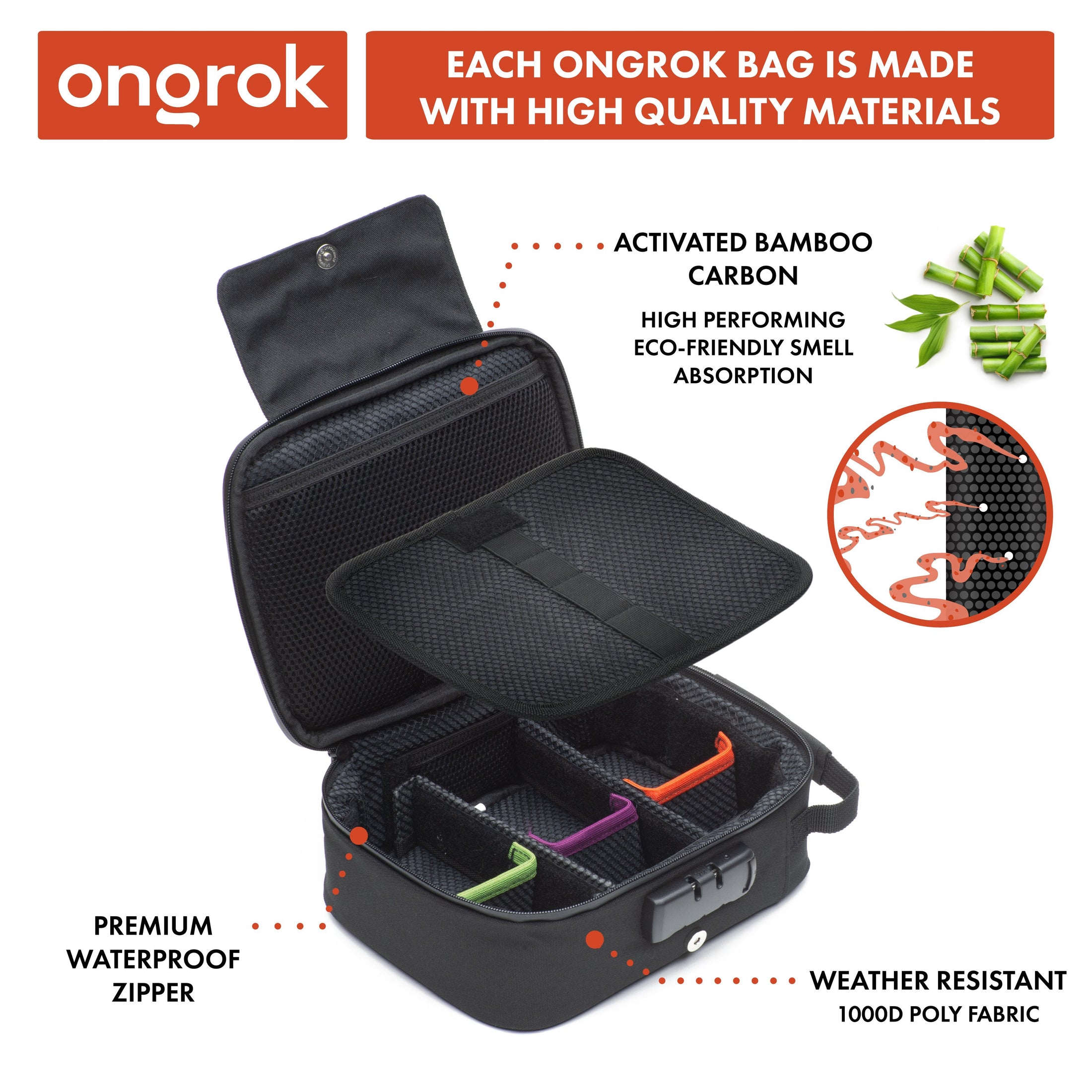 Ongrok Large Carbon-Lined Case with Combo Lock by Smoke Drop - view 3 | Buddy Brandz