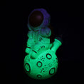 Load image into Gallery viewer, Astronaut Glow In The Dark Painted Glass Water Pipe - 6.75" by Smoke Drop - view 2 | Buddy Brandz
