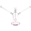 Load image into Gallery viewer, Date Night Heart Perc Dual Neck Glass Water Pipe - 7" / 14mm F by Smoke Drop | Buddy Brandz

