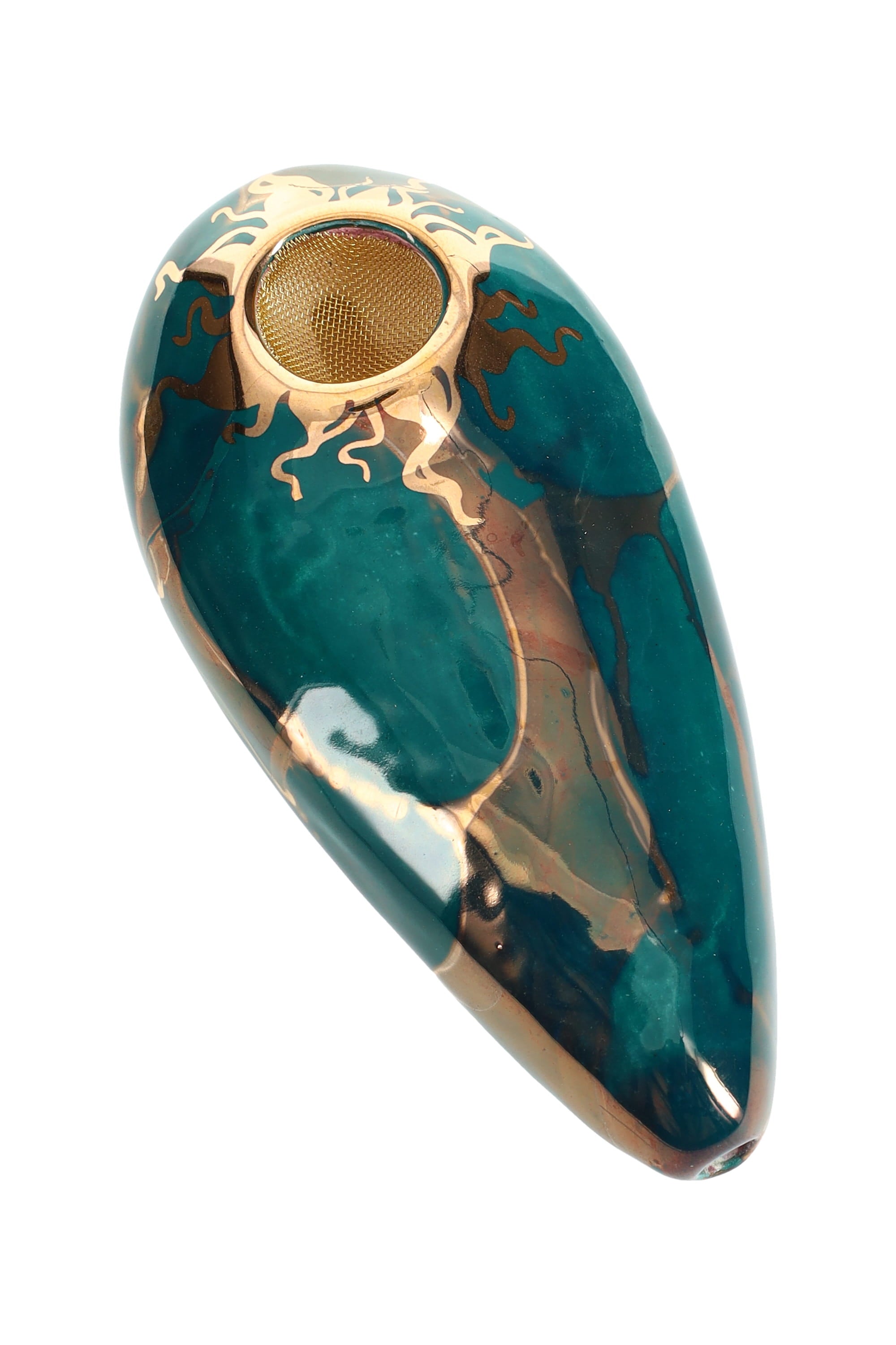 Ancient Creations Ceramics Oval Hand Pipe – Brass Screen – Made in USA by Smoke Drop - view 12 | Buddy Brandz