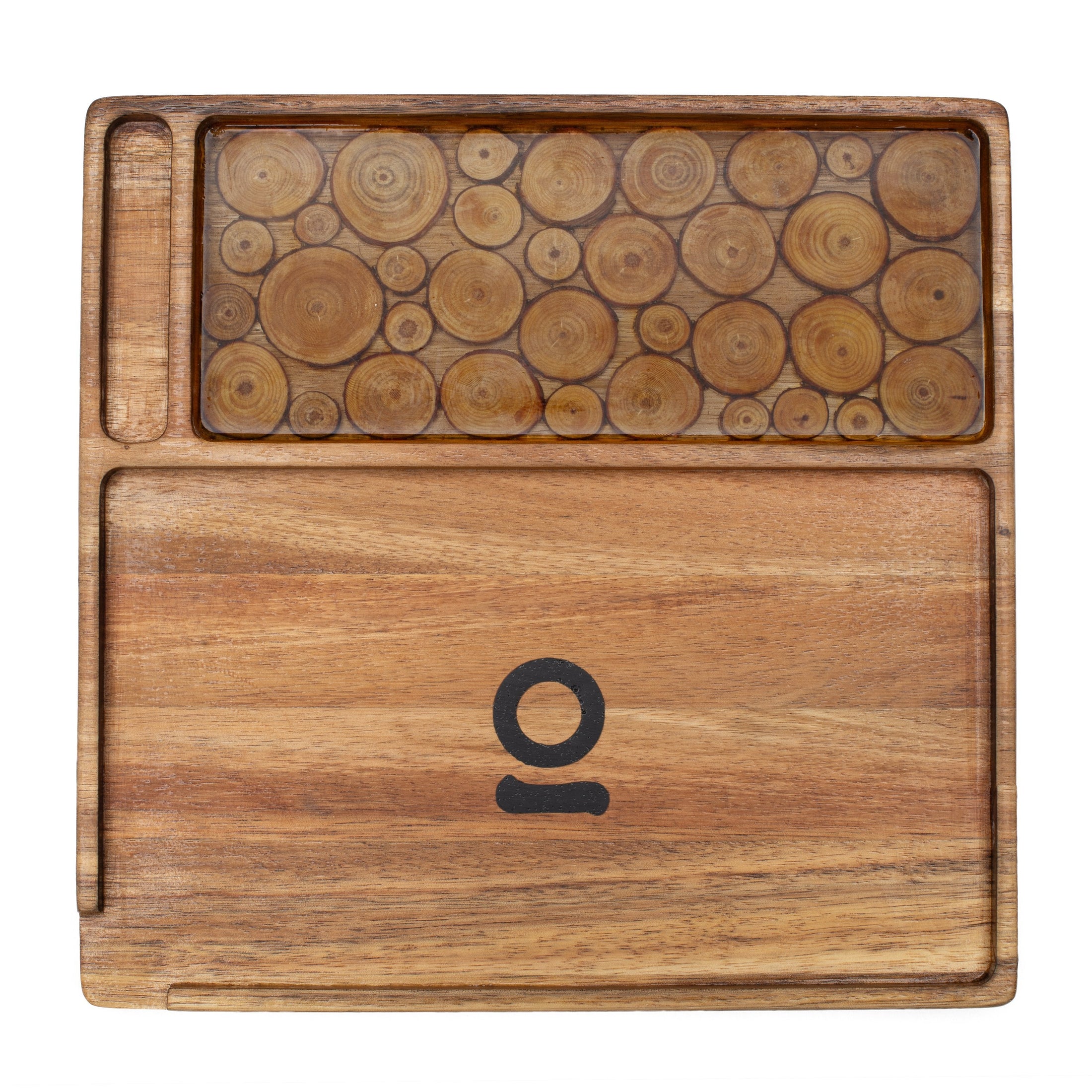 Ongrok Premium Natural Acacia Wood Tray | 9.5" x 9.5" by Smoke Drop - view 3 | Buddy Brandz