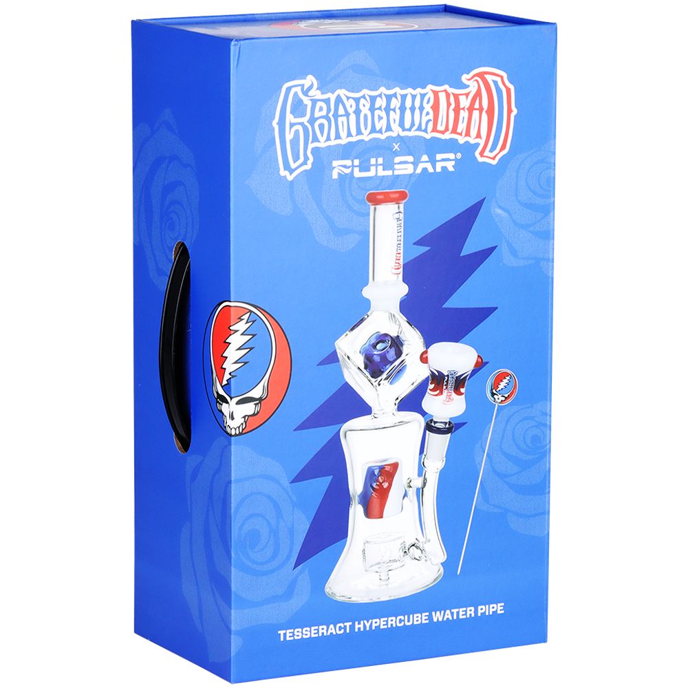 Grateful Dead x Pulsar Tesseract Hypercube Glass Water Pipe by Smoke Drop - view 4 | Buddy Brandz