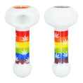 Load image into Gallery viewer, Pride Rainbow Hemp Leaf Glow Glass Spoon Pipe by Smoke Drop | Buddy Brandz
