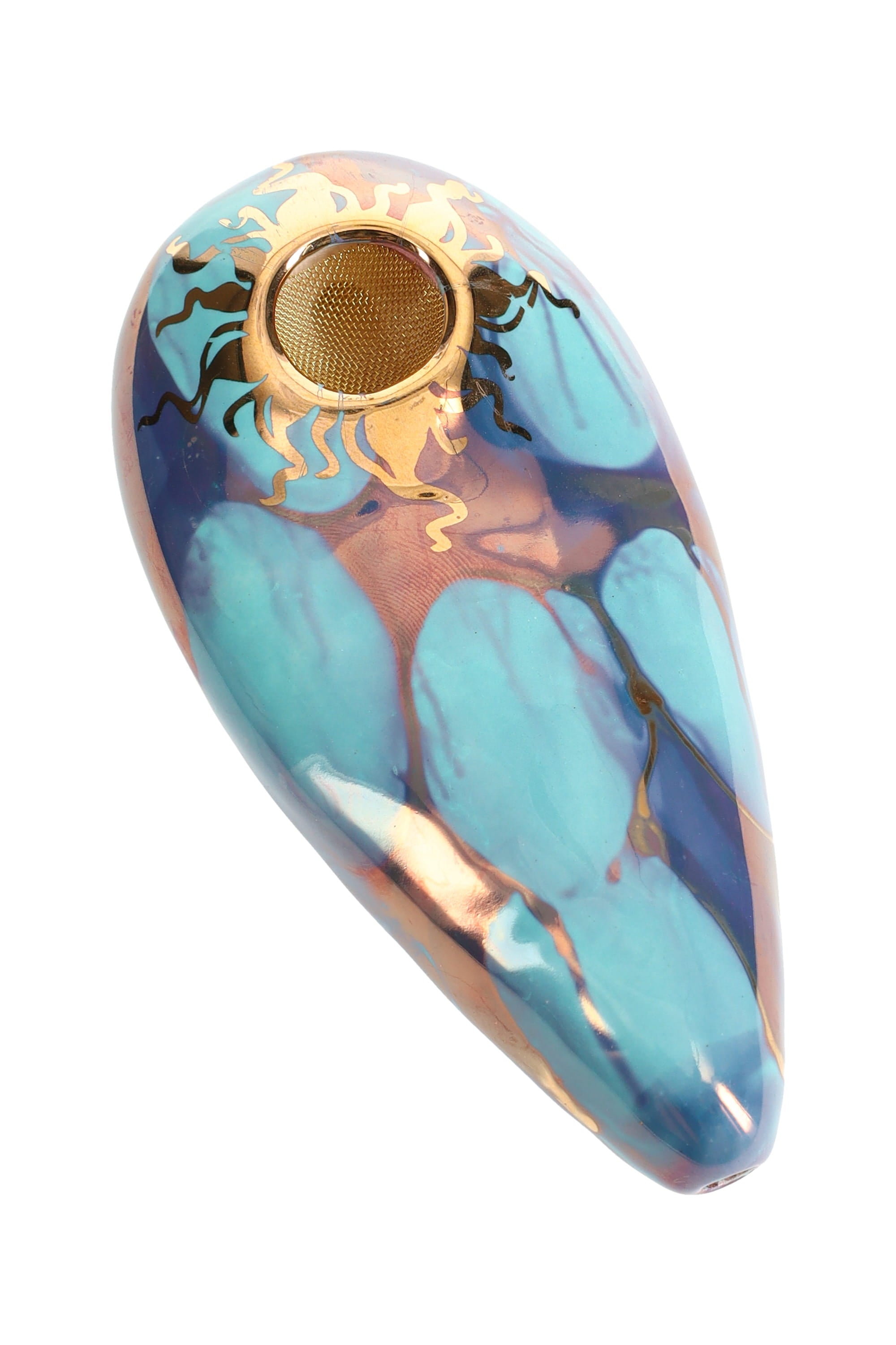 Ancient Creations Ceramics Oval Hand Pipe – Brass Screen – Made in USA by Smoke Drop - view 9 | Buddy Brandz
