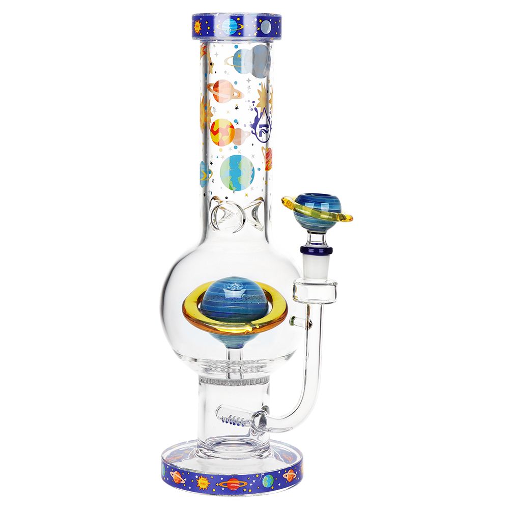 Pulsar Rings of Saturn Bubble Base Glass Water Pipe - 12.75" / 14mm F by Smoke Drop | Buddy Brandz