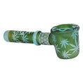 Load image into Gallery viewer, Flower of Leaf Sandblasted Glass Hand Pipe - 4.75" by Smoke Drop - view 3 | Buddy Brandz
